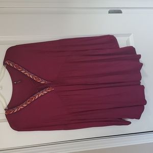 Boho Burgundy long sleeve Blouse
